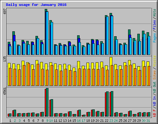 Daily usage for January 2016
