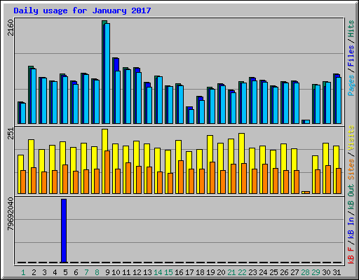 Daily usage for January 2017