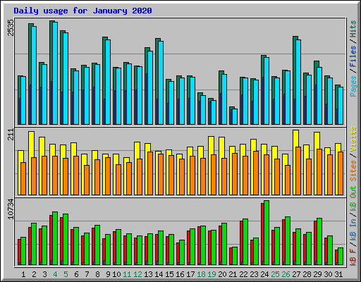 Daily usage for January 2020