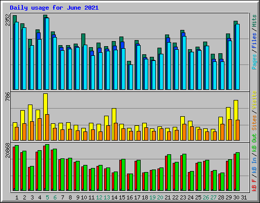 Daily usage for June 2021