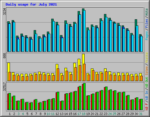 Daily usage for July 2021