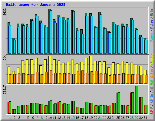 Daily usage for January 2023