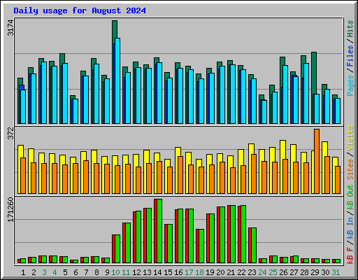 Daily usage for August 2024