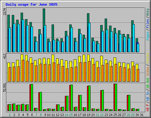 Daily usage for June 2025