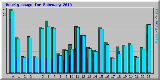 Hourly usage for February 2019